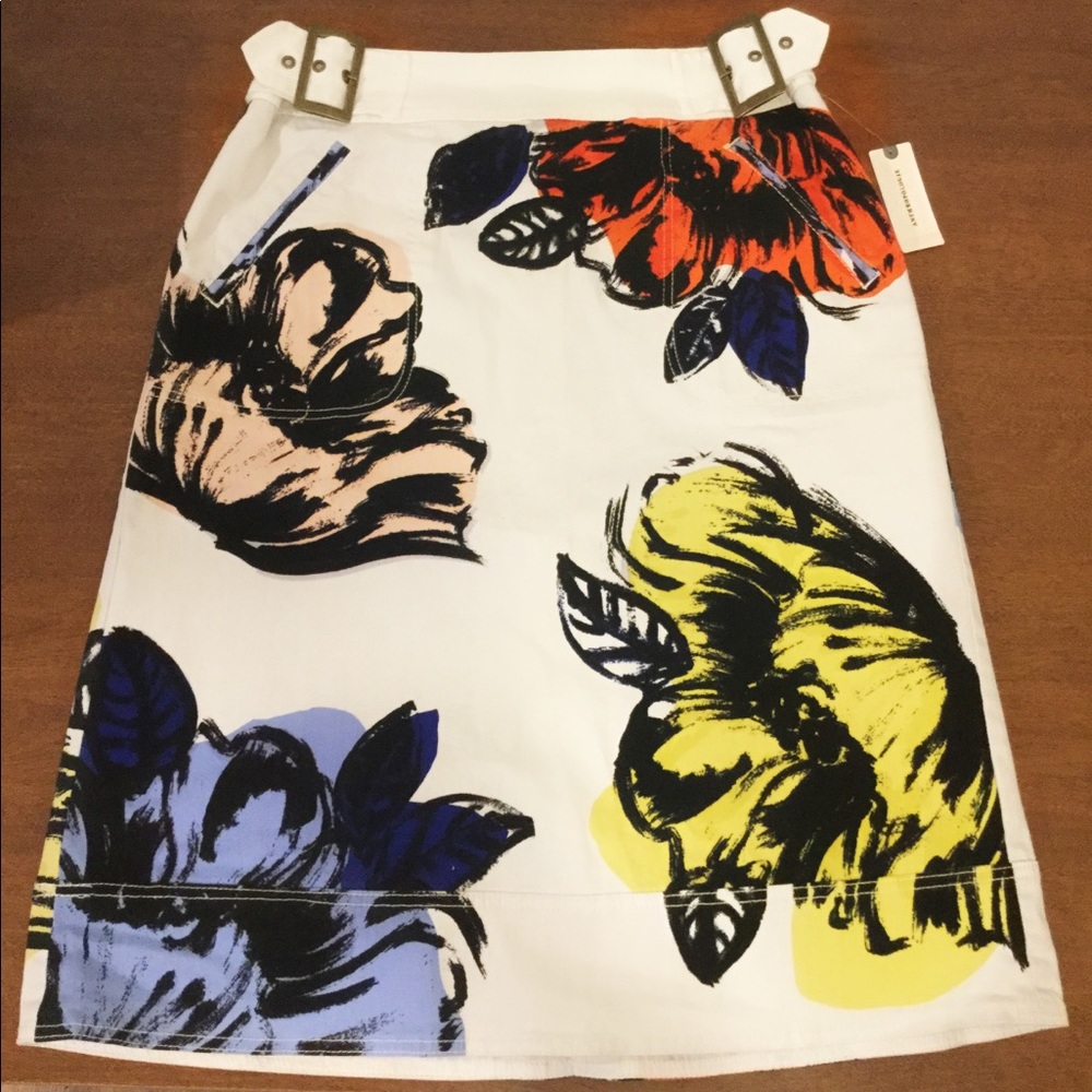 Anthropologie Floral Midi Skirt